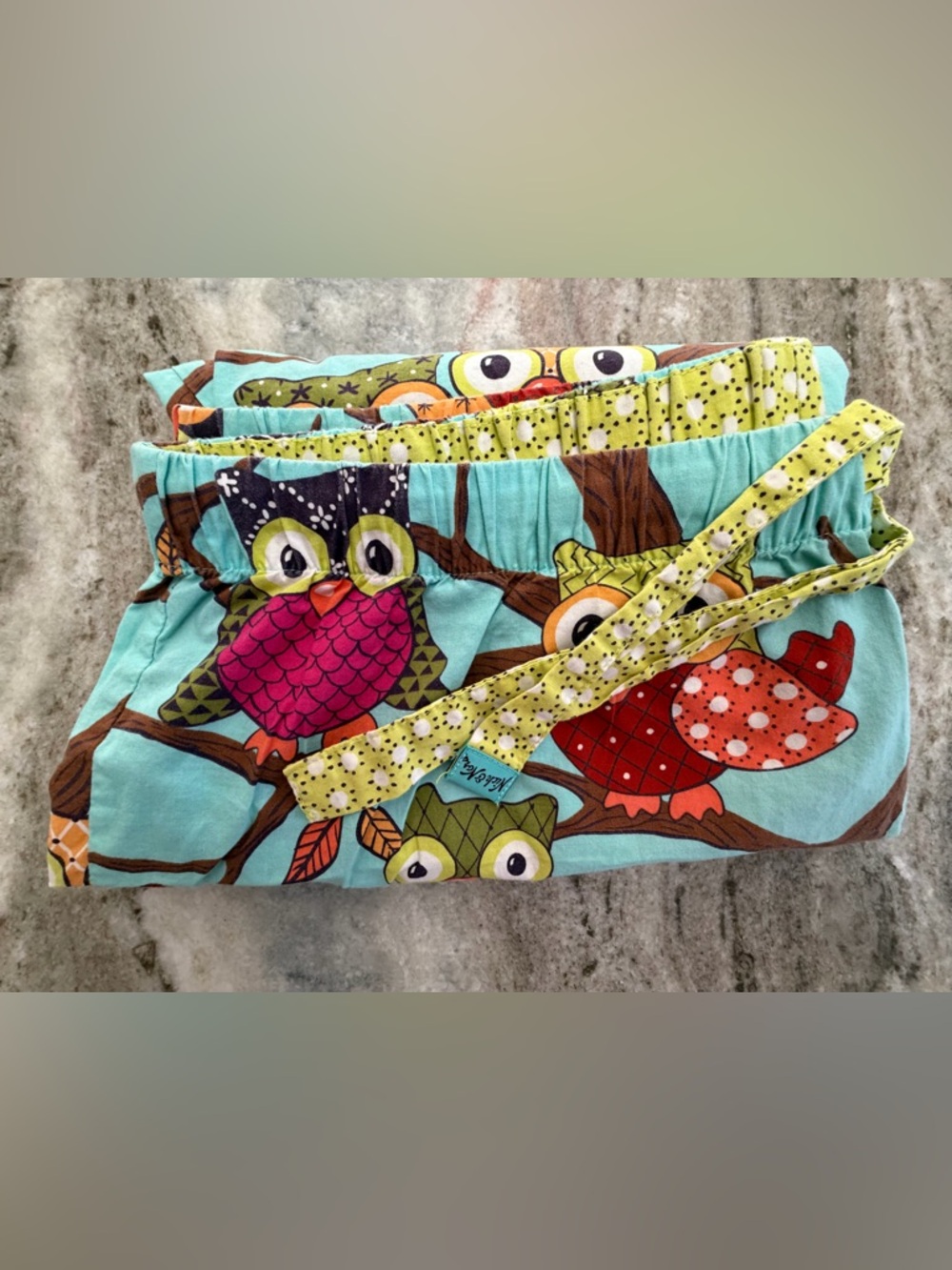 Nick & Nora Pajama Pants Women's Owl Capri pants X-Large. Blue Multi Color